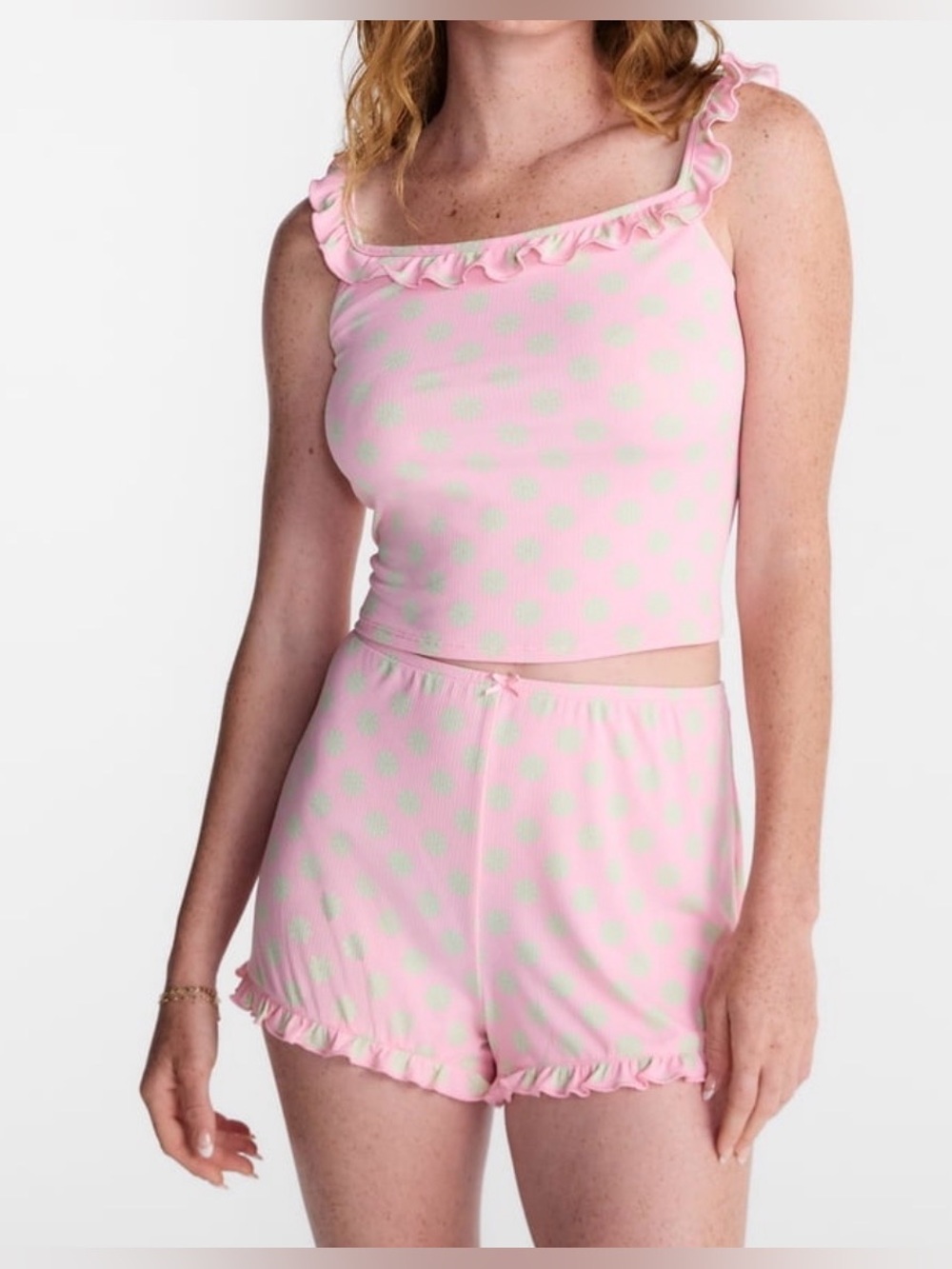 Ruffle Yank Top and Shorts Sleep Set 2 pc